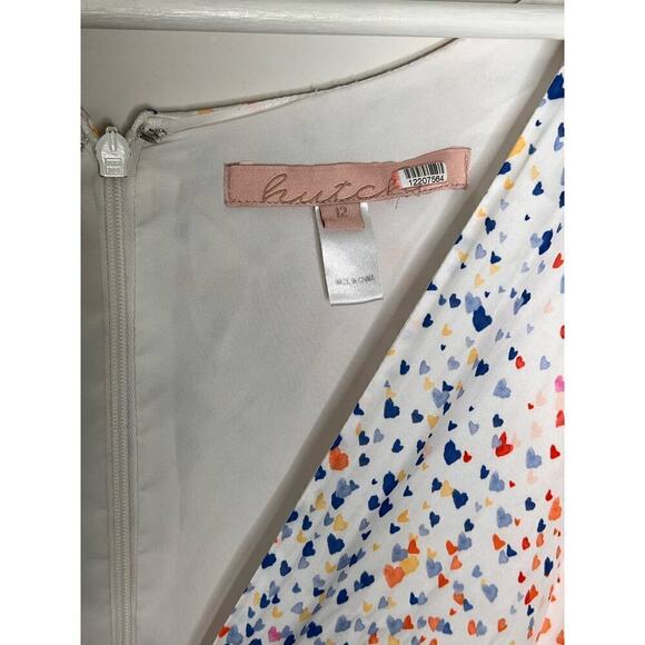 Hutch Multi Heart Short Sleeve V-Neck Button Front Hi-Low Maxi Dress White 12 - Picture 7 of 12